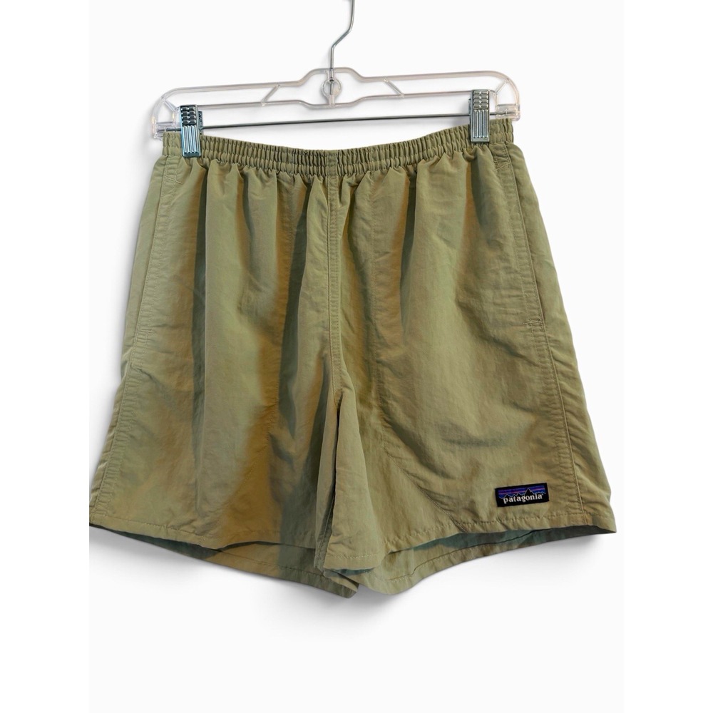 Patagonia Men's Performance Shorts S Green Yellow Solid Elastic Waist Drawstring